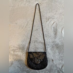Black and Gold Embellished Crossbody Bag